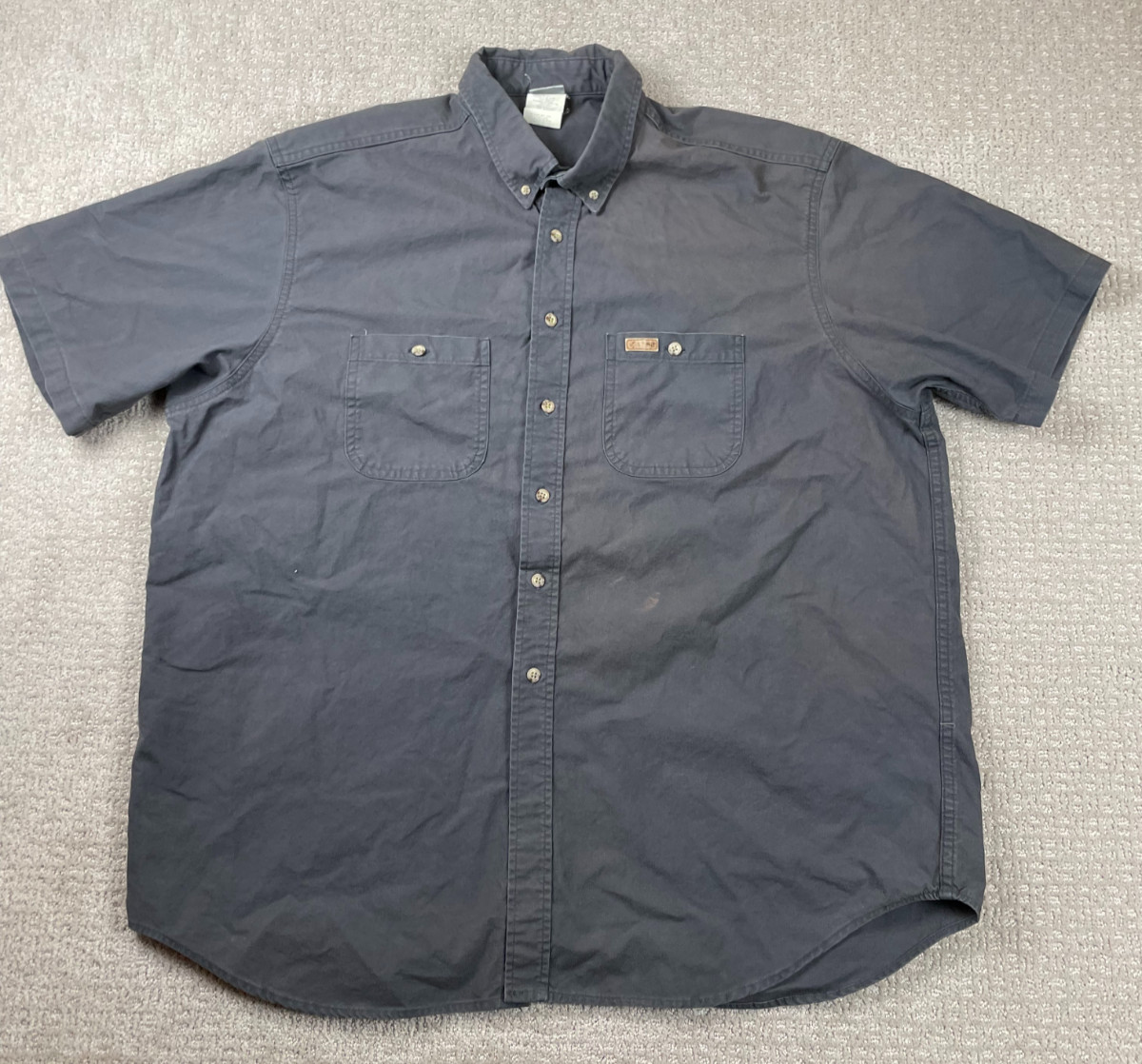 Vintage Carhartt Shirt Mens Size 2XL Gray Casual Button Down Work Short Sleeve