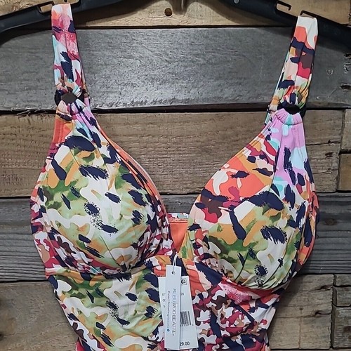 Bleu By Rod Beattie Party Animal Ruched Plungeneck Multicolor Swimsuit Sz 6 NWT - Picture 4 of 10