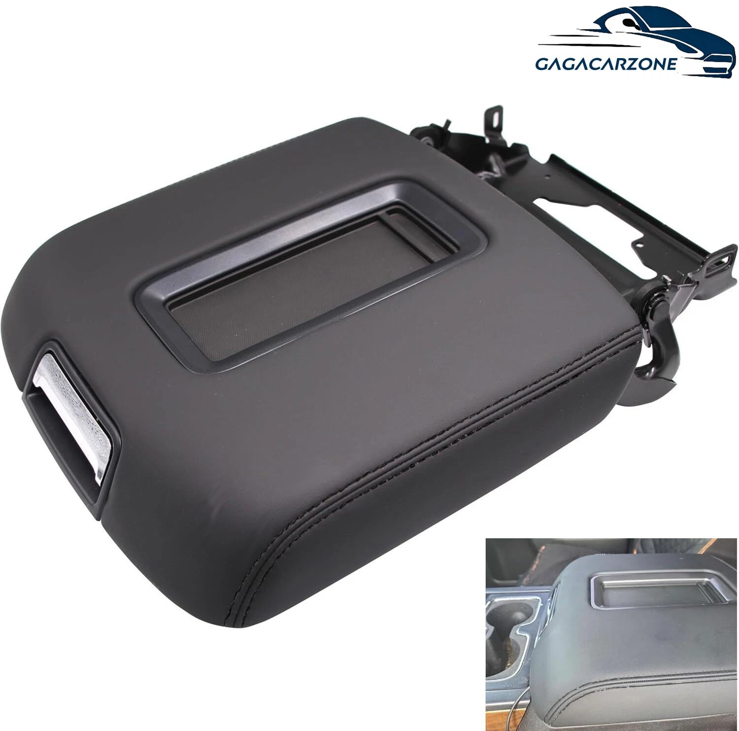 Leather Center Console Armrest Lid Black Fit For 2015-2019 Tahoe Yukon Suburban