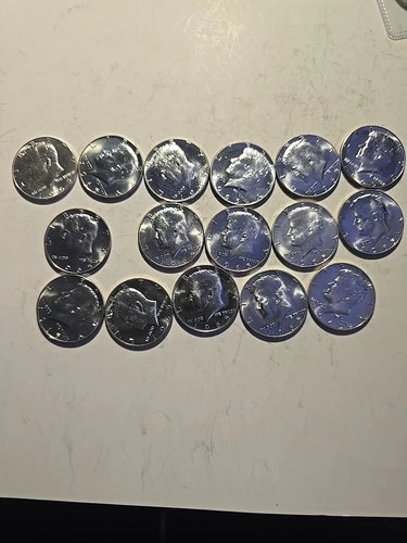 1965 Kennedy Half Dollar 40% Silver Unc - 16 Total Coins