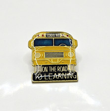 On The Road To Learning Lapel Pin School Bus Metal Enamel 1"