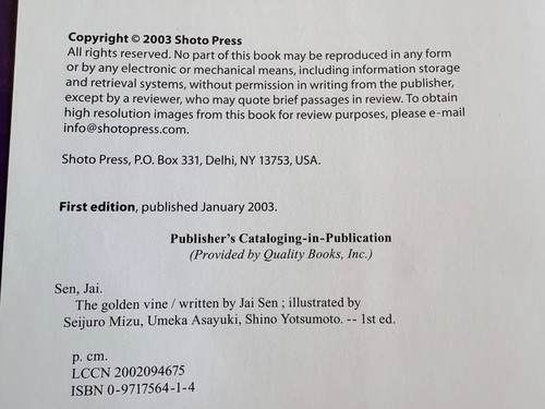 THE GOLDEN VINE BY JAI SEN SIGNED! 2003 PB FIRST PRINTING SEIJURO MIZU ILLUSTR + - Picture 5 of 6