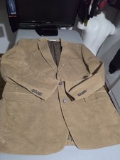 46L Men's Chaps Ralph Lauren Corduroy Blazer Cotton Beige Lined Sport Coat