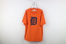 Vintage Y2K Mens XL Faded Old English D Detroit Tigers Baseball T-Shirt Orange