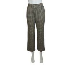Vintage Ankle Wool Pants Houndstooth Check Pleated Lined Side Zip 70s Women's 24