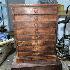 Antique Solid Wood Eight Drawer Collector's Chest | 16.75” x 12.5“ x 6.75”