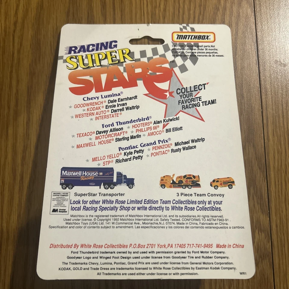 Caixa de fósforos vintage fundido 1992 fechada Joe Gibbs Racing #18 NASCAR - Imagem 3 de 3