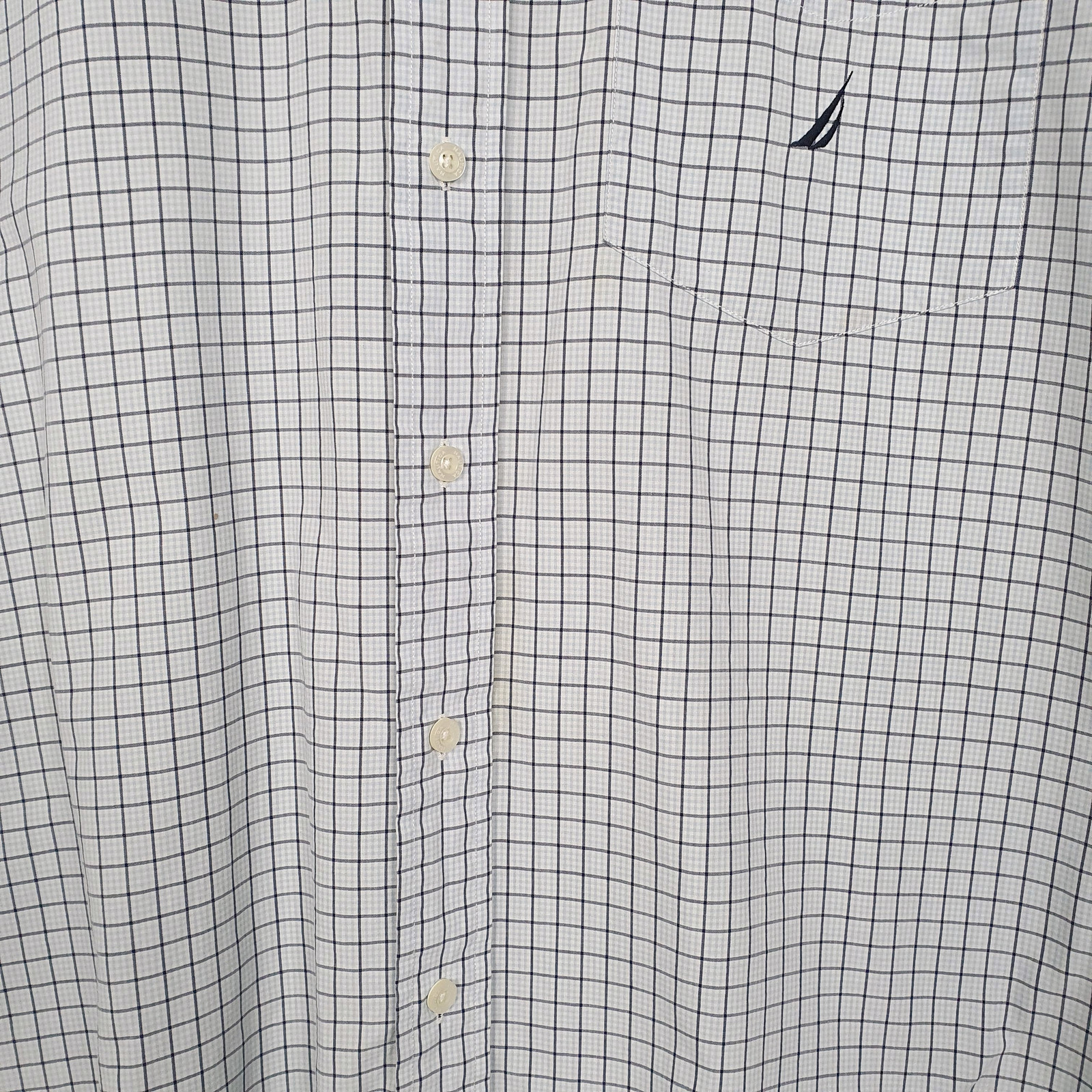 NAUTICA Blue Check Shirt Short Sleeve Casual Cotton Mens XL image 4