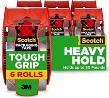 Tough Grip Moving Packing Tape, Clear, Moving Tape that Secures Boxes up to 80