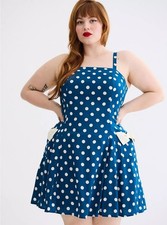 Torrid Retro Chic Dress Fit Flare Blue Polka Dot NWT New 16X