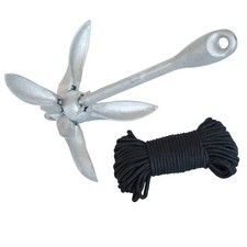 1.5 Kg Boat Anchor Rope Set Compact Storage Foldable Steel Anchor for Fishing