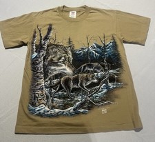 Vintage 1995 Stand Out Nature Wolf Pack Wolves T-Shirt Size Medium Single Stitch