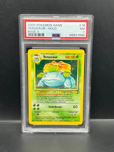 Pokemon PSA 7 NM Venusaur 18/130 Base Set 2 Holofoil 2000 S#7686