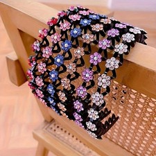 6pcs Rhinestone Elegant Sparkling Head Bands, Non Slip Hair Hoops for Women