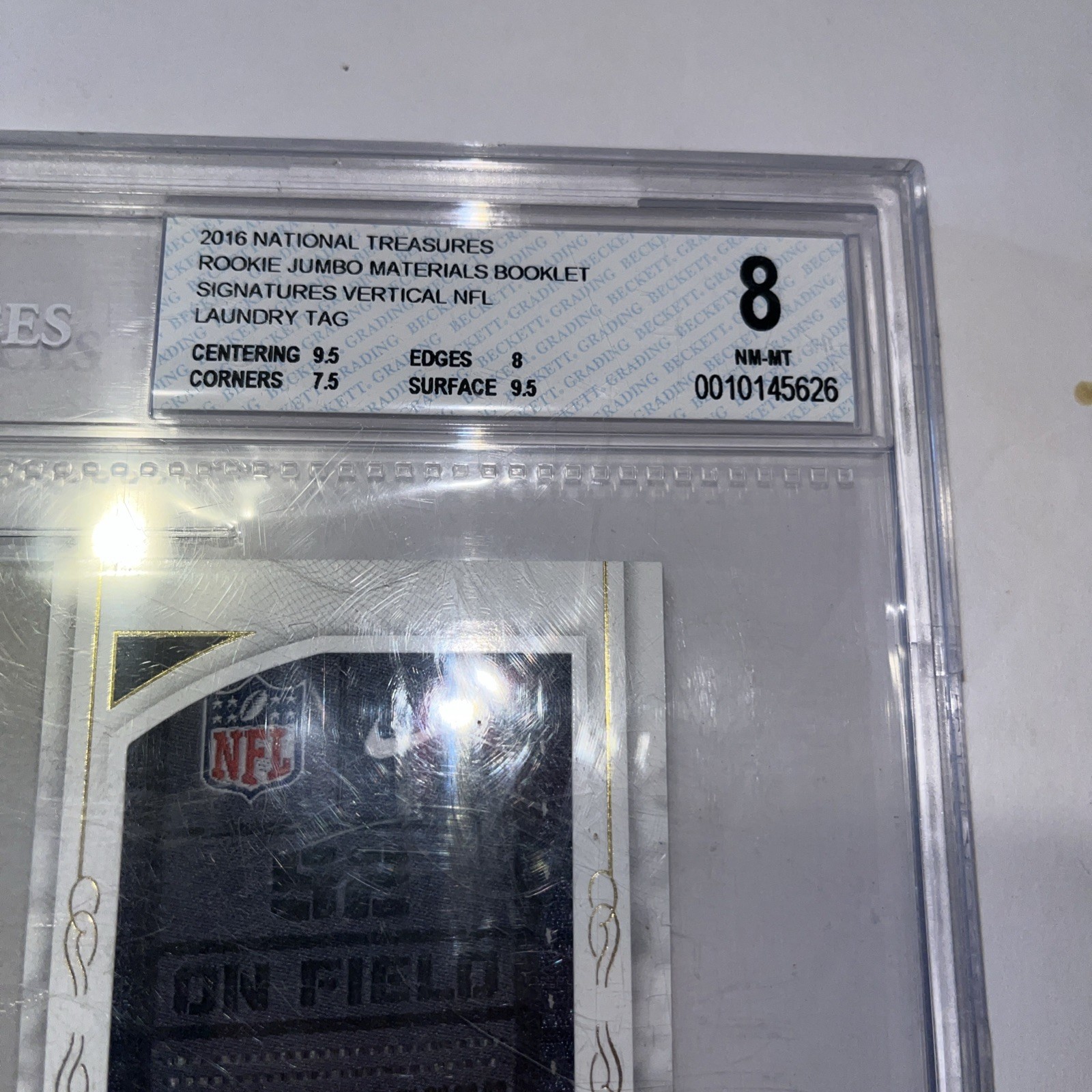 J796 JORDAN HOWARD RC AUTO LAUNDRY TAG 2016 NATIONAL TREASURES 1/5 BEARS #24 view 4