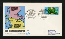 1985 Germany FDC sc 1437 Bonn-Copenhagen Declaration 30th Anniversary Postmark 1