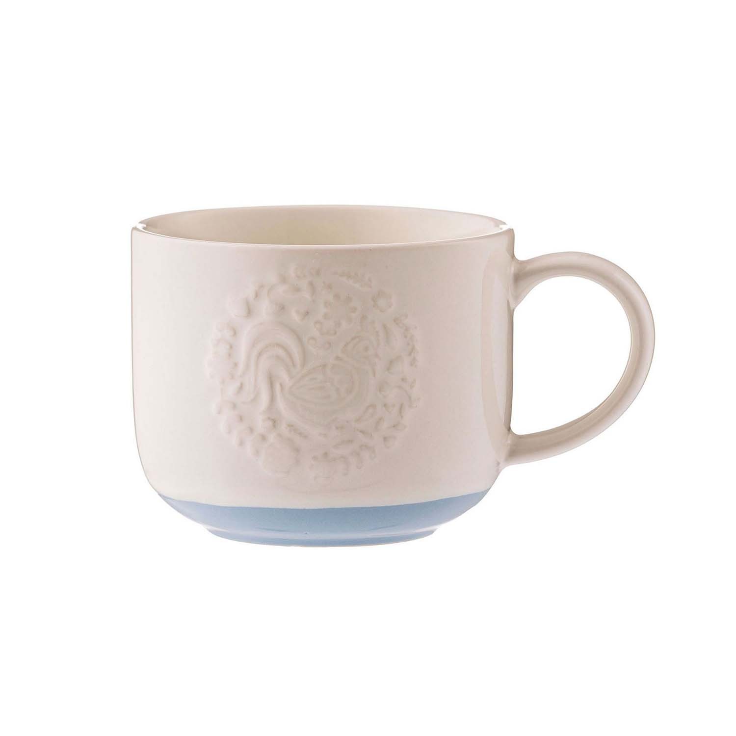 Coffee Mug 350ml Farm Cockerel Blue Stoneware Drink Cup Tea Choco Hot Beverages