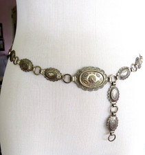 Vintage 70s Sanford Concho Belt Silver Chain Link 32 Inch Southwestern Western