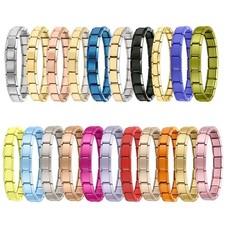 Adjustable Italian Charm 9mm Classic Stainless 18 Link Starter Steel Bracelet UK