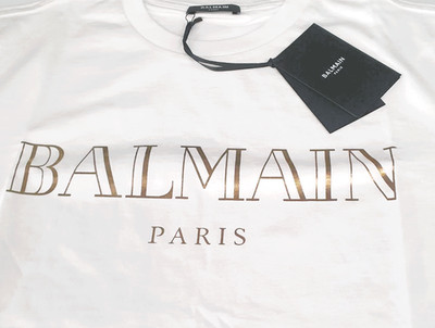 Balmain T-Shirt Tshirt von Größe XS bis Größe XXL Farbe weiß Logo gold