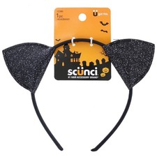 Scunci Glitter Cat Ears Headband Halloween Fancy Dress Cat Woman Hairband...
