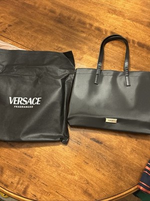 Versace Perfume Black Large Women's Tote Bag - Detachable Strap, Dust Bag