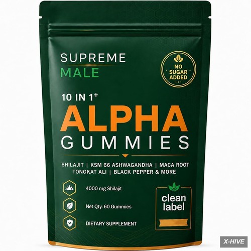 Lence Supreme Male 10 in 1 Alpha Gummies, 60 Gummies Botanical Blend Supplemen