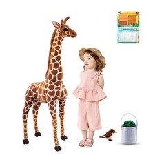 Giant Stuffed Giraffe Animal Set, 47 Inch Large Giraffe Plush Toy for Kids wi...
