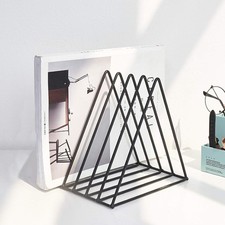 QPEY Triangle File Holder,5 Slot Metal Vinyl Record Stand Holder black