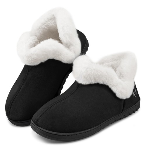 Womens Slippers House Shoes: Memory Foam Comfy Closed Back Fuzzy Slippers Ind...