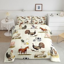 Farm Animals Bedding Set Full for Kids,Cartoon Farmhouse Animal Duvet Insert ...