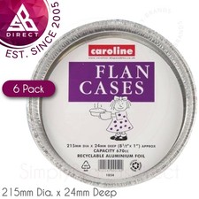 Caroline Disposable 8" Aluminium Foil Flan Cases Dish Baking Pie│Pack of 6