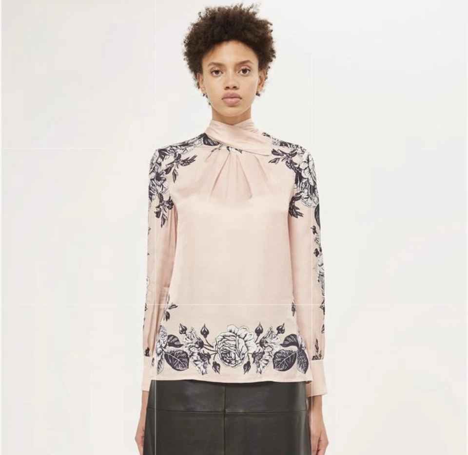 Nueva Blusa Corbata Floral Topshop $110 Talla 6 Foto 2 de 4