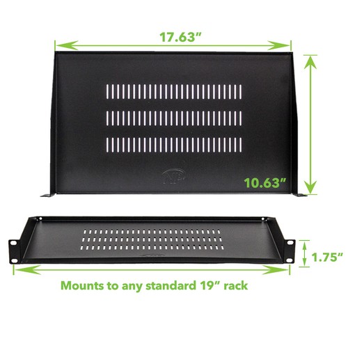 5 pack - Cantilever Server Shelf Vented Rack Mount 19" 1U Black 10.5" 270mm deep - Picture 2 of 3