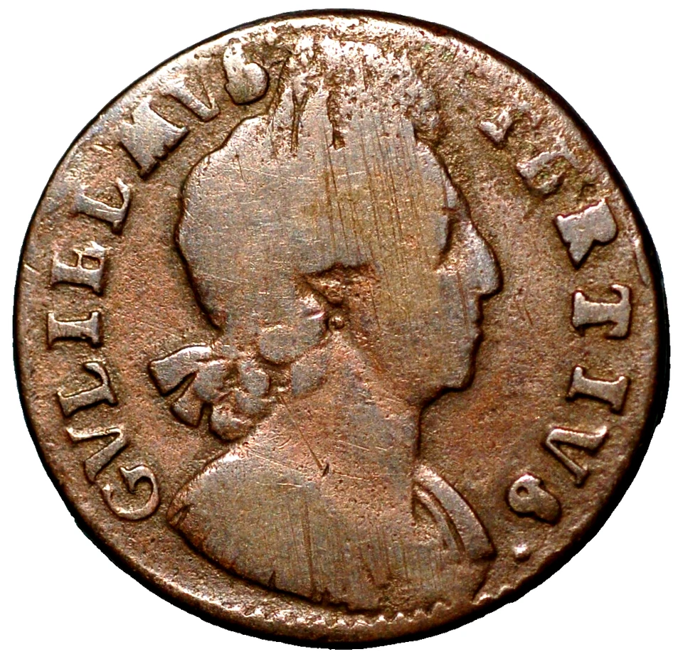 1700 Gran Bretaña 1/2 centavo Guillermo III KM# 503 Foto 2 de 2