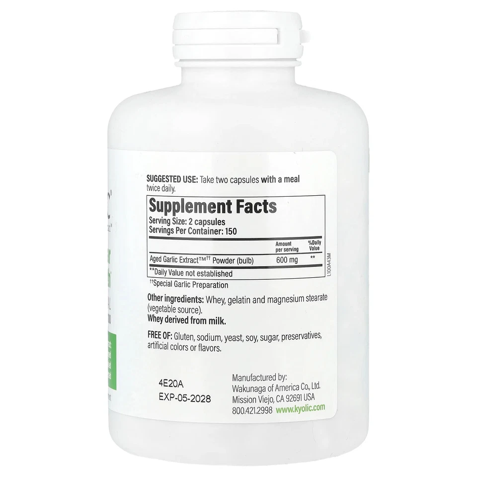 Extracto de ajo envejecido™, salud cardiovascular, fórmula original 100, 300 cápsulas Foto 2 de 3