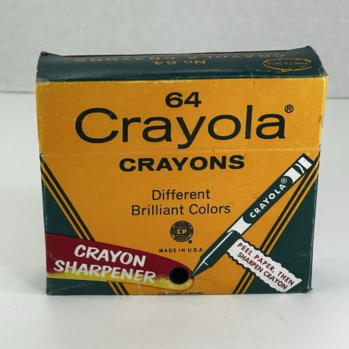Pastelli Crayola vintage 64 scatola con temperamatite colori ritirati Binney & Smith (#2) - Foto 6 di 10