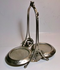 Antique Silver Plate Double Pickle Castor  Frame/Stand/Caddy