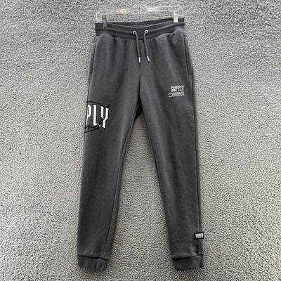 Supply Demand NYC Joggers Sweatpants Mens Small Gray Fleece Lined Graphic Logo