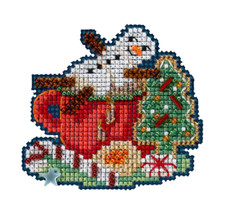 Mill Hill Marshmallow Snowman Beaded Cross Stitch Magnet Ornament Kit Winter