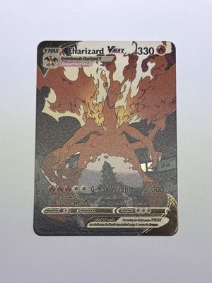 walmart pokemon cards charizard Charizard VMAX Gold Metal Fan Art Full Display Card G-Max Wildfire 330HP  NM/M