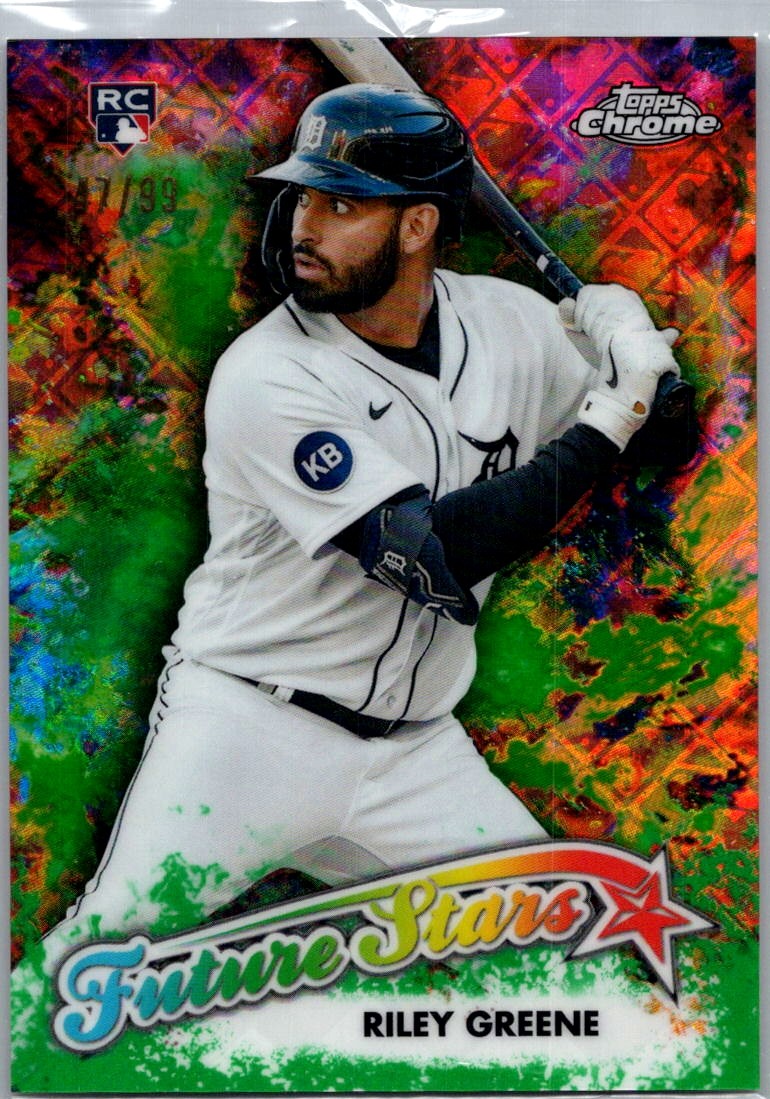 2023 Topps Chrome Logofractor Riley Greene FS Green Refractor /99 Detroit #FS-4