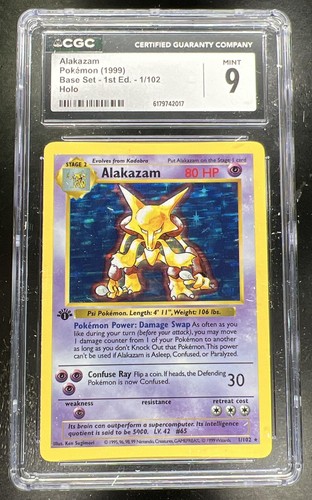 Alakazam (1st Edition) graded CGC 9 for sale on eBay