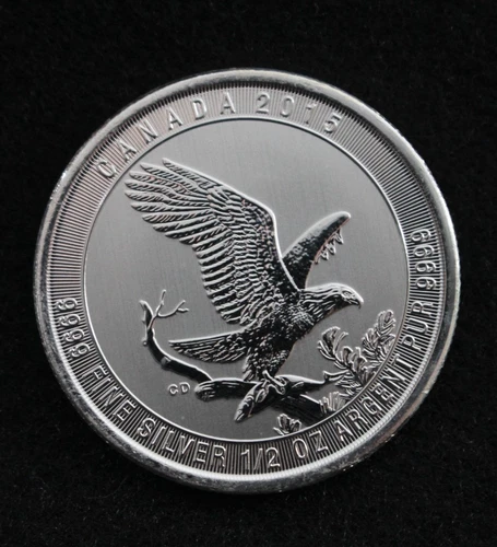 2015 CANADA 1/2 oz FINE SILVER .9999 BALD EAGLE BIRD $2 BULLION COIN ROUND