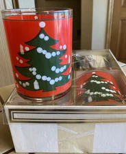 CULVER for WAECHTERSBACH CHRISTMAS TREE SET/3 RED DOUBLE OLD FASHION 14 OZ NOS
