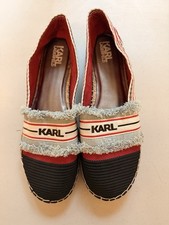 KARL LAGERFELD PARIS Espadrille Flats US 10 EU 41 Logo Stripe Slip On