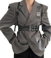 Leather Harness for Fashion Goth Chest Faux Black Harness Top Elastic Body Pu...