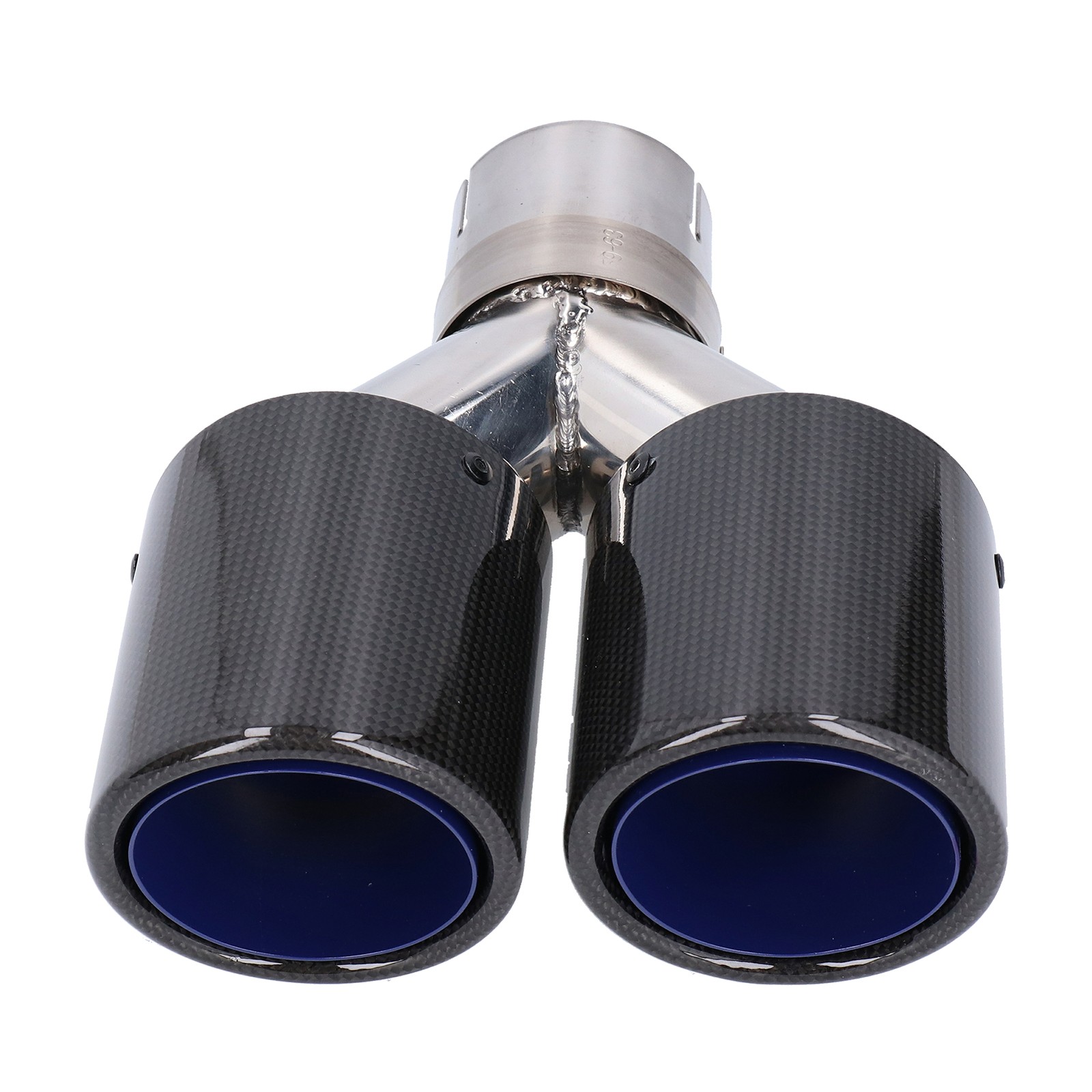 Carbon Fiber Dual Exhaust Tip Glossy Y Shape Tail Pipe With Clamp Stainless