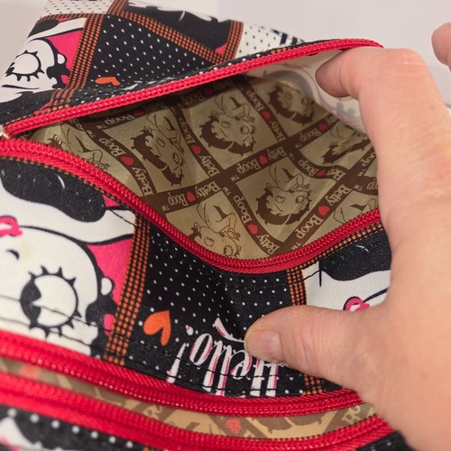BETTY BOOP borsa a tracolla borsa a tracolla borsa iconica nera bianca rossa RARA VINTAGE - Foto 8 di 10