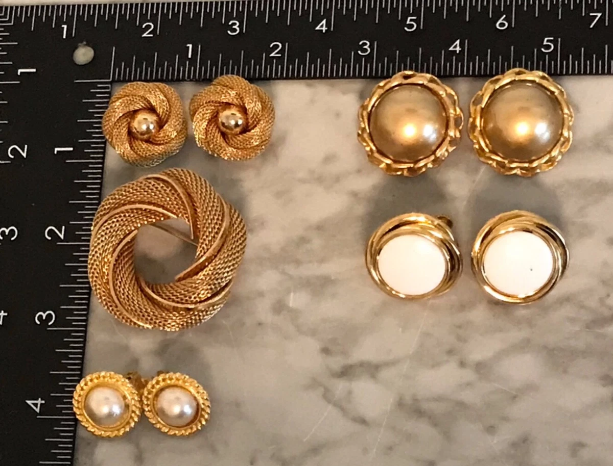 Four Sets of Elegant Fashion Clip on Earrings and One Matching Pin